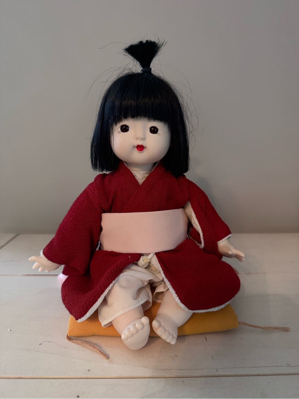 Traditional Red Kimono Dolls & Accessories - Pink Obi Sitting Doll